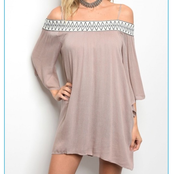 Last 2! Taupe mini dress - Picture 2 of 4